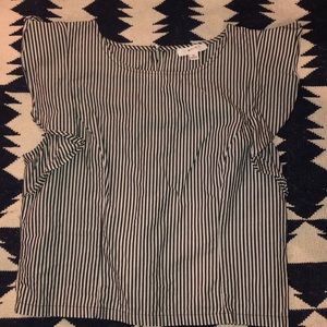 pinstripe tank top with ruffle sleeves